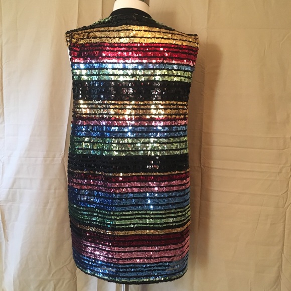 ASOS Sequin Rainbow Colorblock Stripe Tank Sz M - Picture 7 of 8